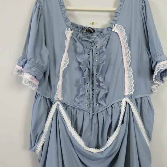 Dolls Kill Scarlet Darkness Renaissance Lace Up Corset Style Maxi Dress 2XL Blue - Picture 3 of 11